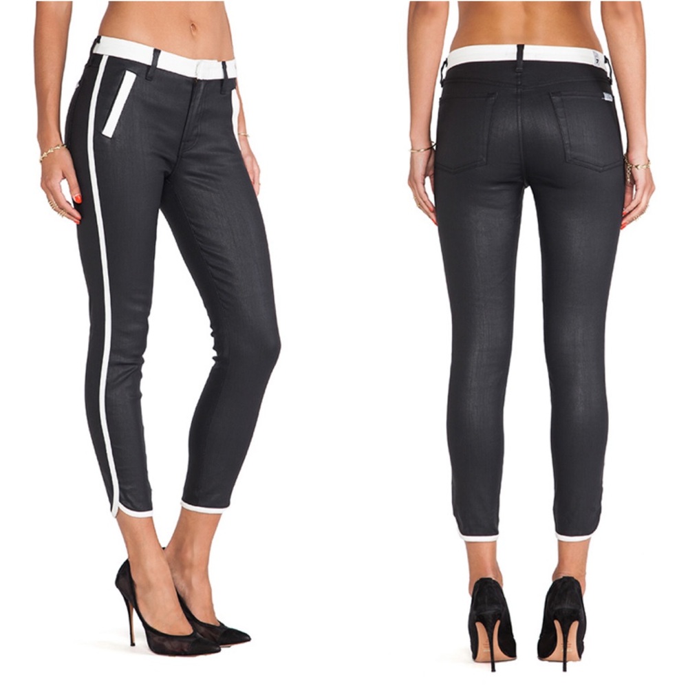7 For All Mankind Sportif Crop Pant-Black & White